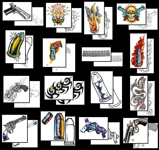 Get your gun and bullet tattoo design ideas here!