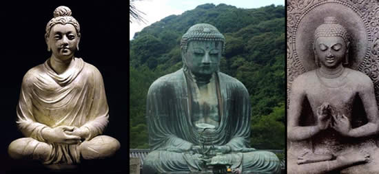 Three different images of Buddha