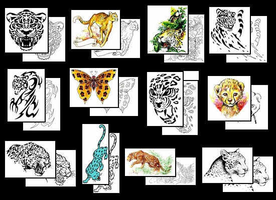 Tribal Leopard Temporary Tattoo | Wild Cat Designs by Custom Tags