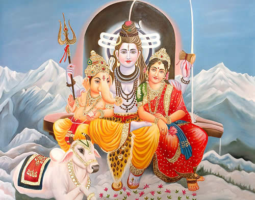 Ganesh, Lord Shiva and Parvati