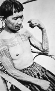 Various tattoos of Paiwan headhunters