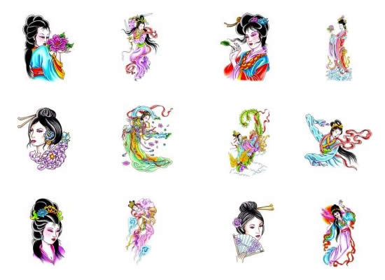 geisha tattoo designs from Tattoo-Art.com