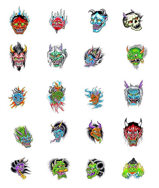 Oni mask tattoo design ideas from Tattoo-Art.com