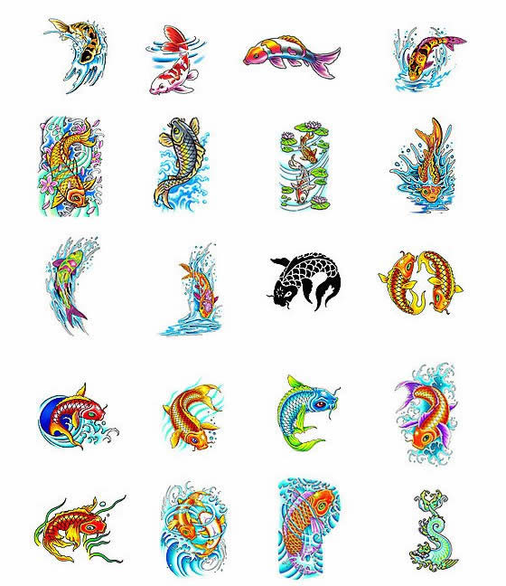 Koi fish tattoo designs from Tattoo-Art.com