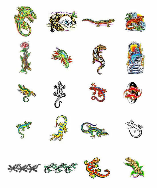 Gecko and lizard tattoo designs from Tattoo-Art.com