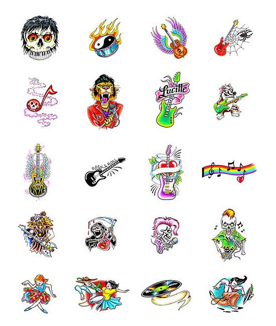 Amazon.com : PARITA Small Tattoos Electric Guitar Music Rock and Roll  Cartoon Temporary Tattoo Body Sticker Hand Neck Wrist Art Fashion Tattoo  Fake Waterproof for Adult Men Women Kids (Pack 3 PCS.) :