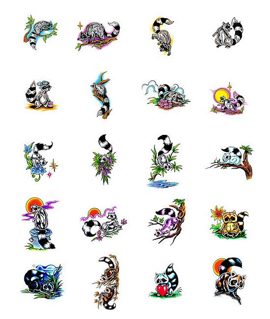 Raccoon tattoo designs from Tattoo-Art.com