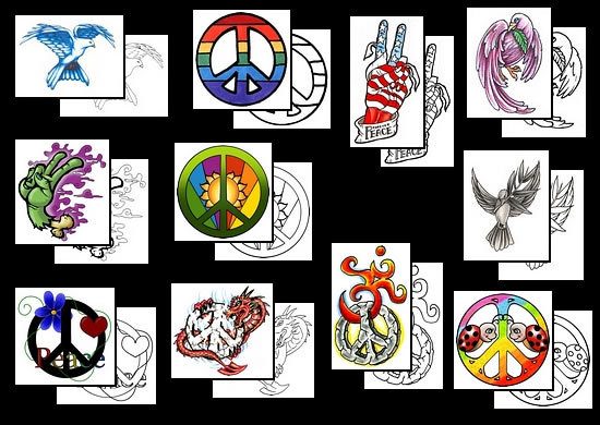 Peace symbols as tattoo designs and symbols