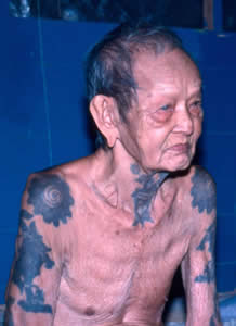 Maung was the last Iban tattoo artist of the Skrang River, Sarawak, Borneo
