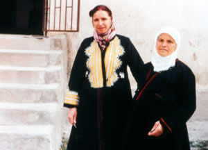 Two Gorani women in Krushevo. The Gorani are essentially a Muslim Bosnian people who live in the Gora (mountain) region southwest of Prizren.