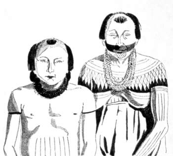 Portrait of a Mundurucú man and woman, ca. 1820. Drawing by Hercules Florence.