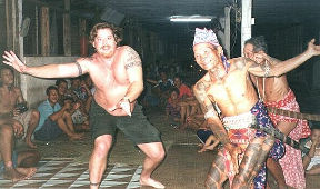 The Great White Buffalo joins in traditional war dance