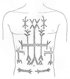 "Magical" lizard tattoos (ligwañula¸singular) were sometimes worn on the chests and backs of Makonde men and women. In some sense, they were believed to enhance virility for men and fertility for women.
