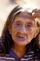 Kayabi woman with traditional facial tattoos called opejan.