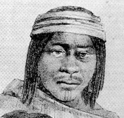 Chulamni. The Chulamni were a branch of the northern Yokut and both sexes were tattooed with chin markings including this man seen in the early 1800s. 