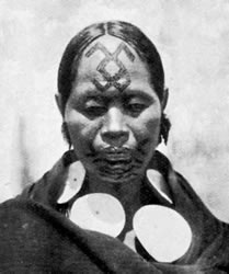 Chang woman with facial tattooing, ca. 1925
