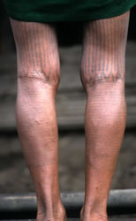 Wancho woman with elaborate leg tattooing. Photograph © Lars Krutak 2009-2007.
