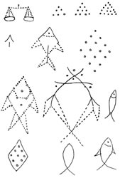 Yoni and fish tattoo patterns 