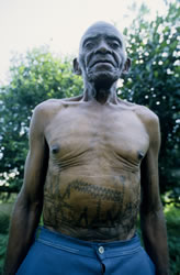 one of the last Makonde tattoo masters