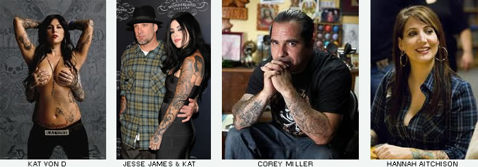 LA Ink characters and Jesse James with Kat Von D