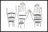 Arctic women's hand and thigh tattoos